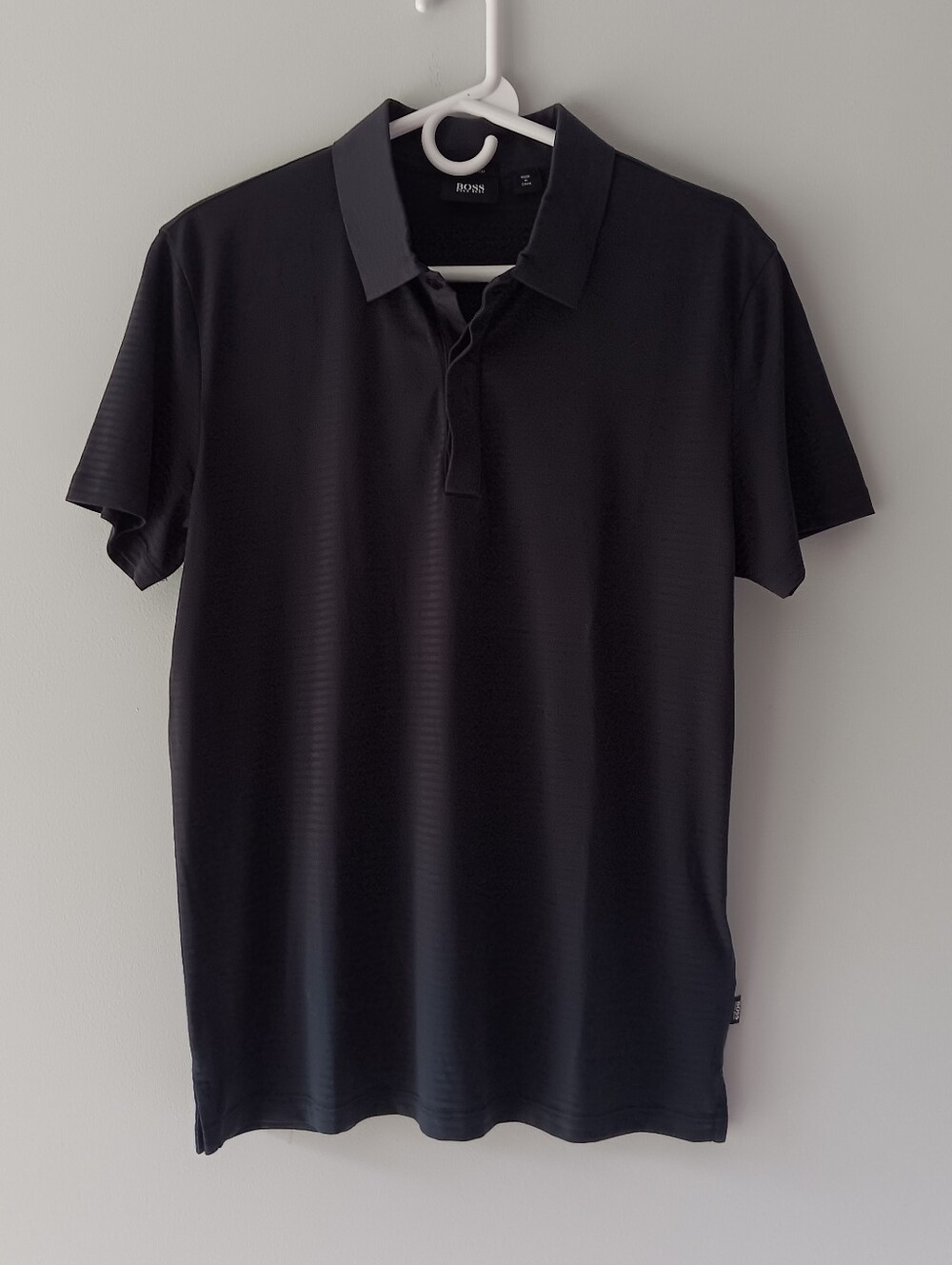 Boss Hugo Boss Mercerized Polo Short-Sleeve Regular Fit Shirt Grey Black Medium
